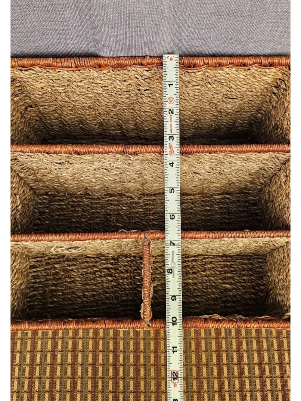 Woven Seagrass Basket With 5 Compartments For Storage & Organization 12